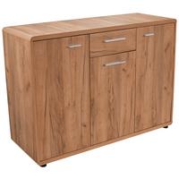 Kommode mit Türdämpfer B 132cm Fontana, Kraft Eiche Dekor - Eichefarben/Schwarz, MODERN, Holzwerkstoff (132/87/40cm)