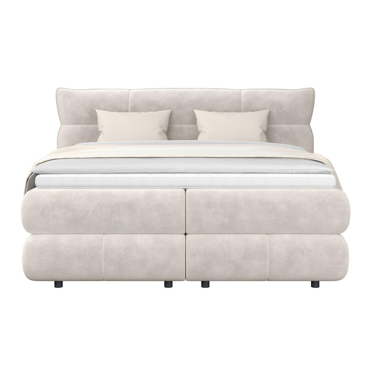 Boxspringbett Carmelo Beige 160x200 cm H3 - Beige/Schwarz, Trend, Textil (160/200cm)