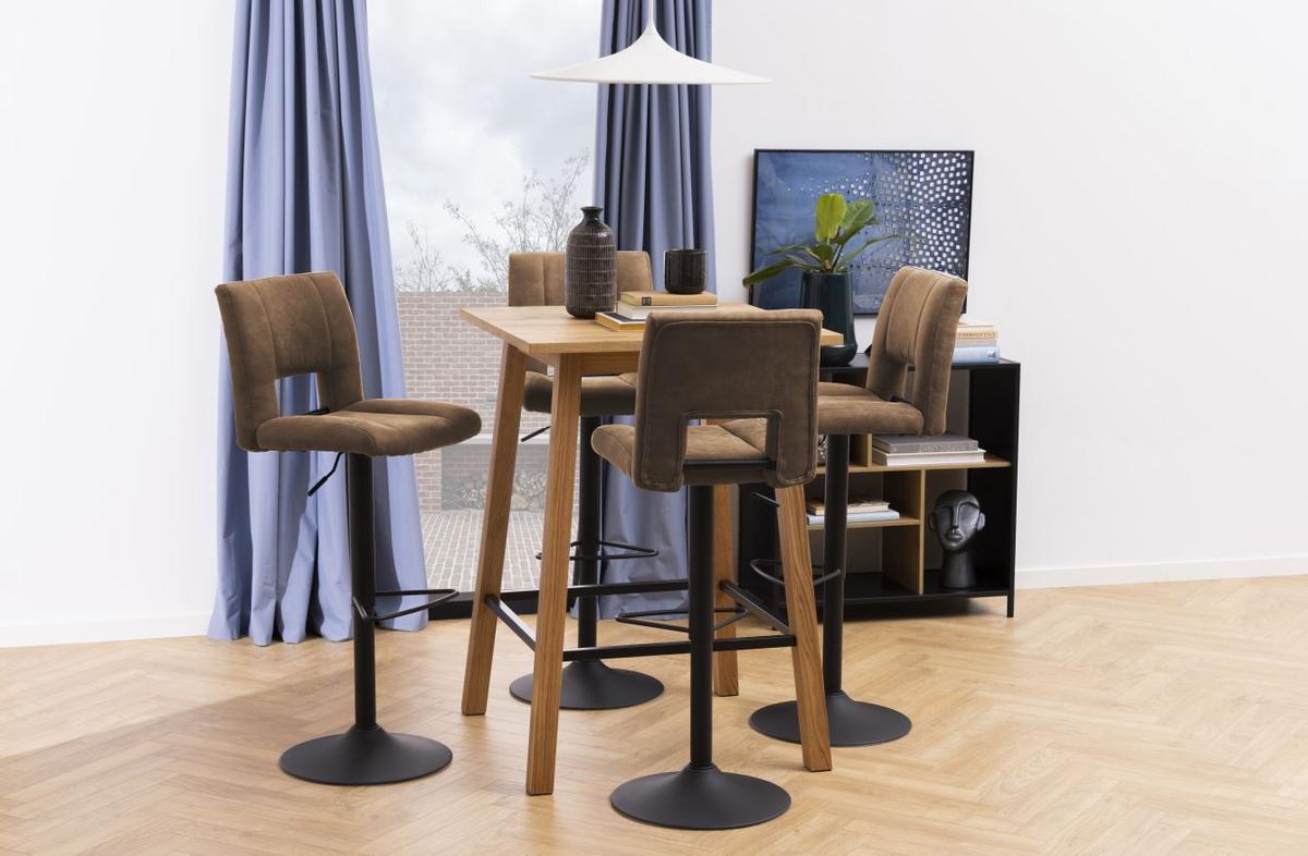 Barhocker höhenverstellbar mit Lehne Sylvia Hellbraun - Hellbraun/Schwarz, Design, Textil/Metall (41,5/94-115/52cm) - Carryhome