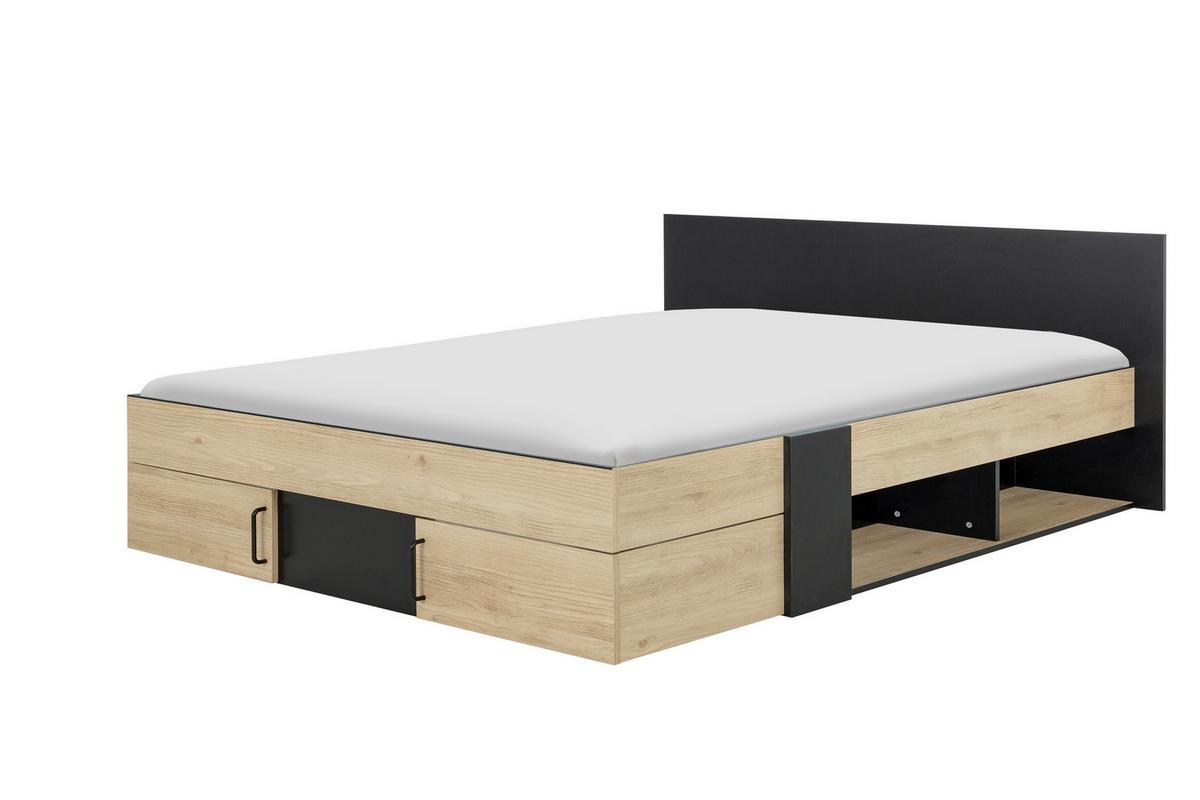 Stauraumbett Swivel 180x200 cm - Kastanienfarben/Schwarz, Basics, Holzwerkstoff (180/200cm)