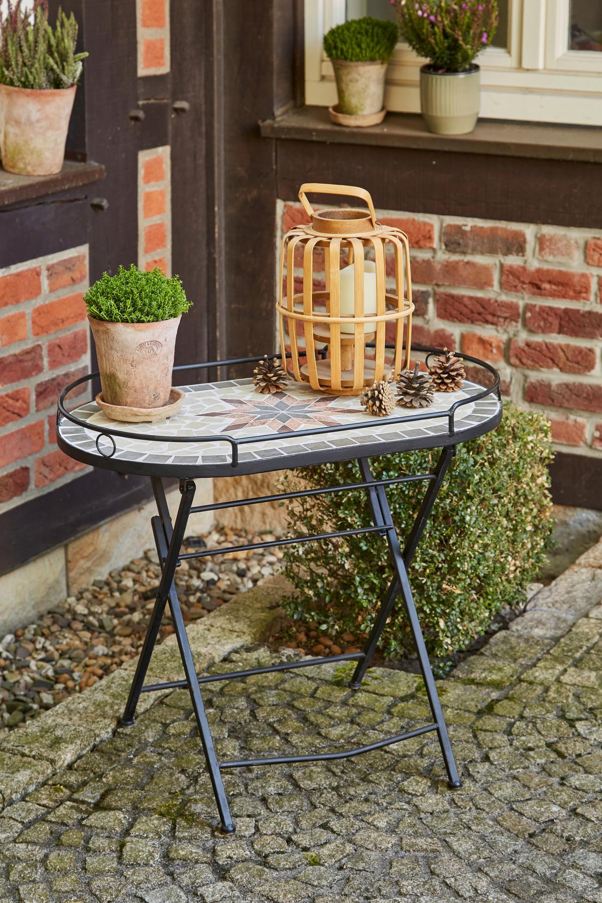 Gartenbeistelltisch 875348 - Multicolor/Schwarz, MODERN, Keramik/Metall (68/41/60cm) - Siena Garden