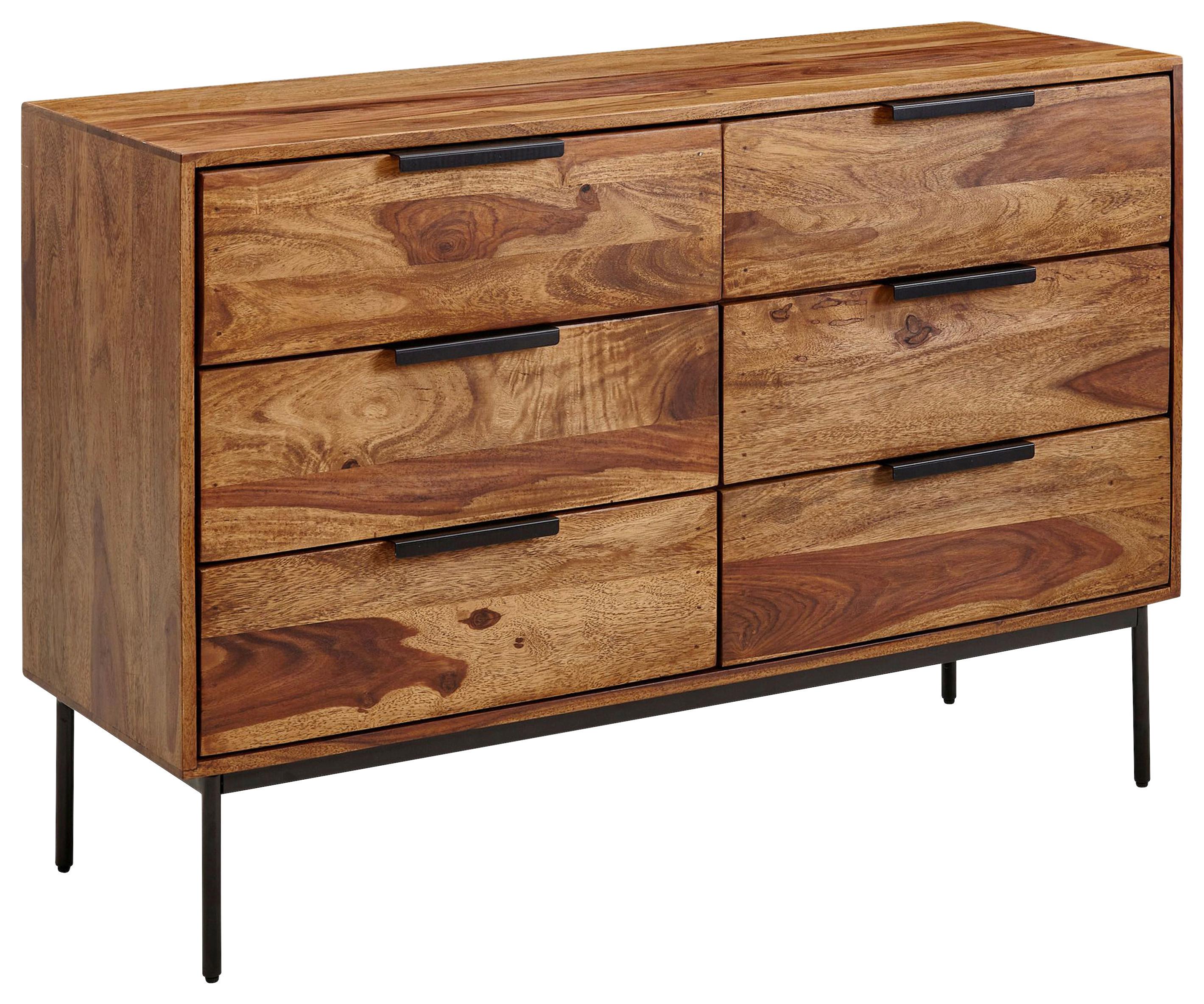 Sideboard Sheesham Sheeshamfarben B: 117 Cm - Sheeshamfarben/Schwarz, Design, Holz (117/80/42cm) - MID.YOU