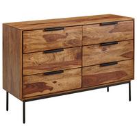 Sideboard Sheesham Sheeshamfarben B: 117 cm - Sheeshamfarben/Schwarz, Design, Holz (117/80/42cm) - MID.YOU