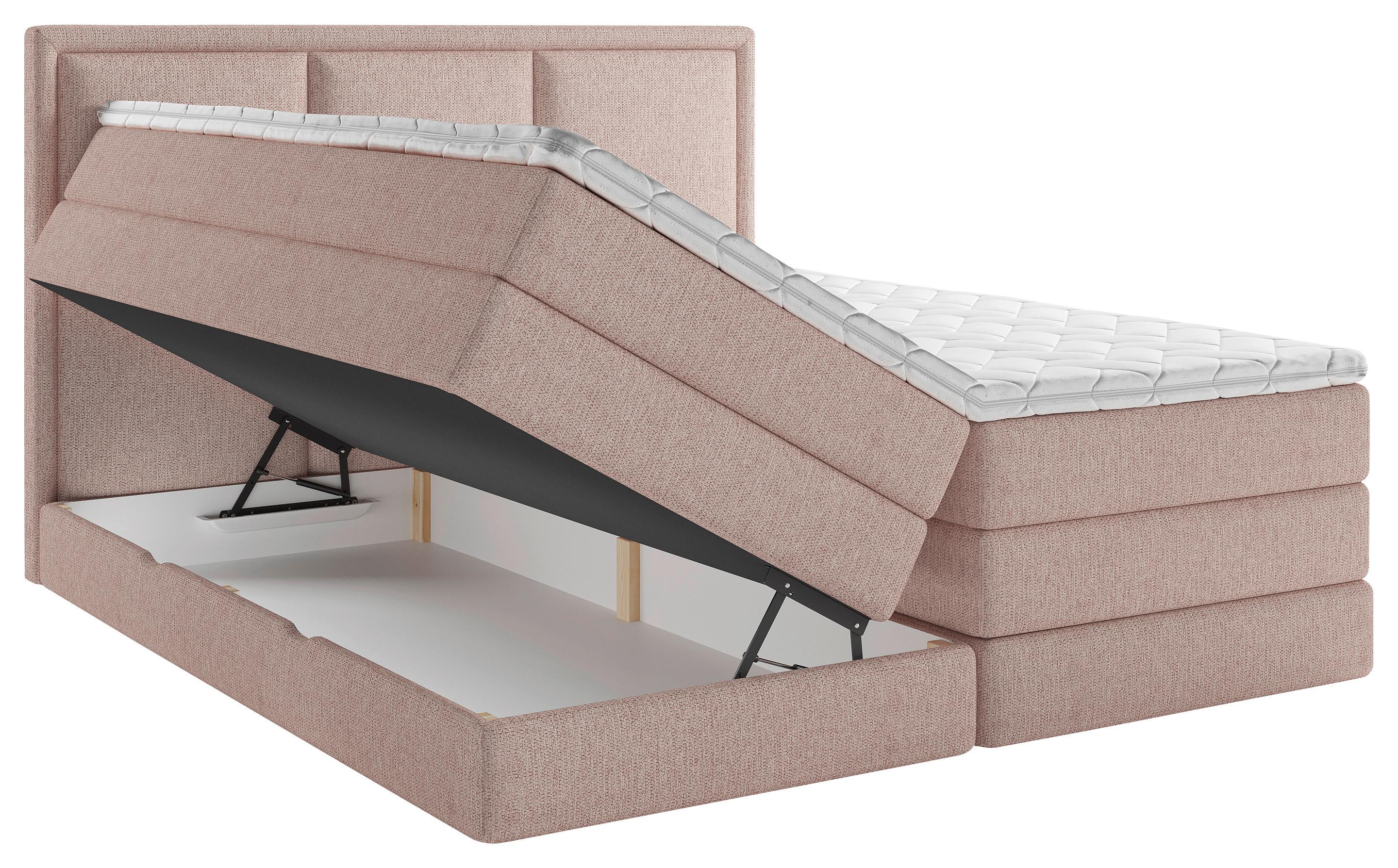 Boxspringbett mit Topper 140x200 cm Swing II K - Rosa, Design, Holzwerkstoff/Textil (140/200cm) - MID.YOU