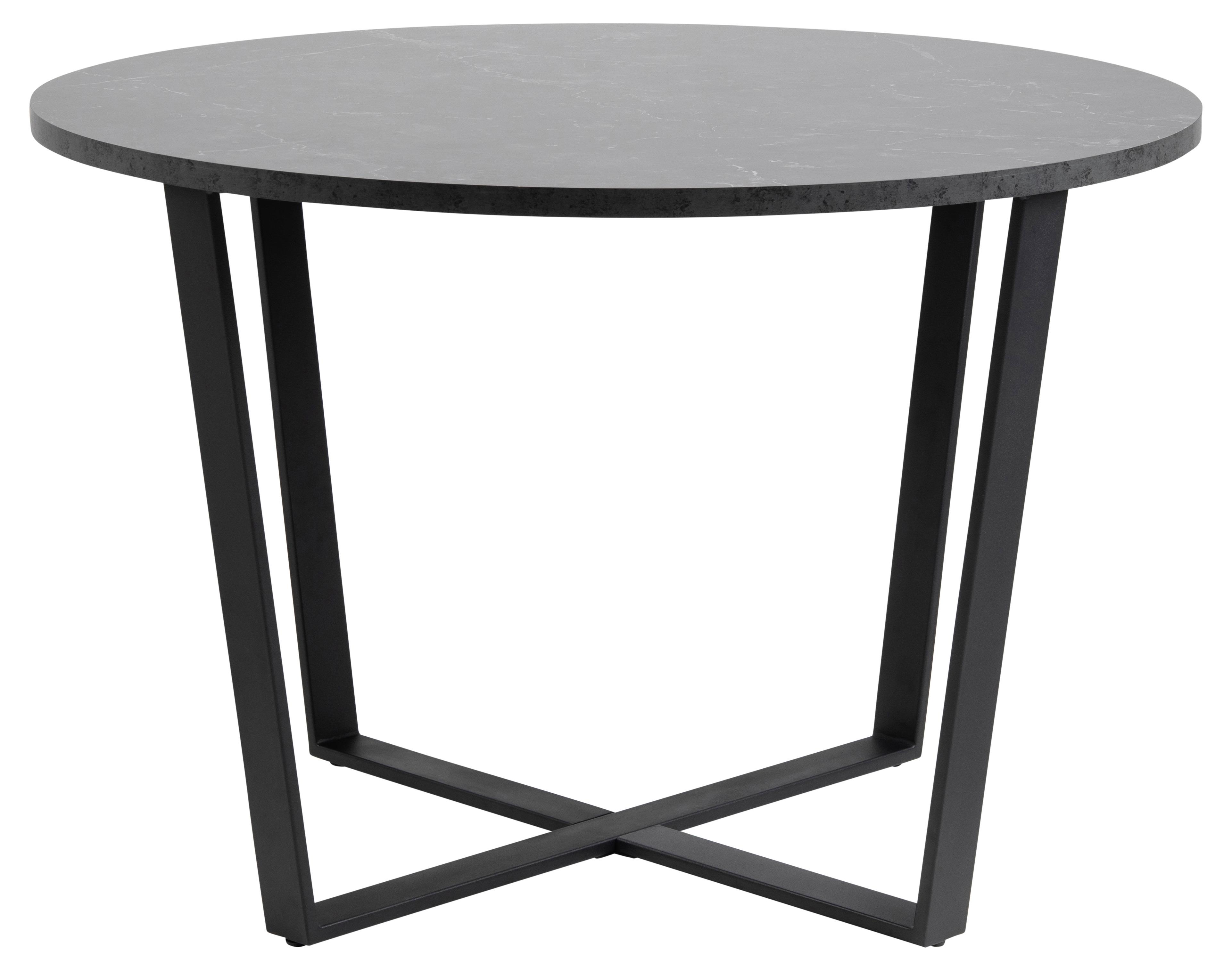 Jedálenský stôl AMBLE 110 CM - černá, Design, kov/kompozitní dřevo (110/110/75cm) - Carryhome