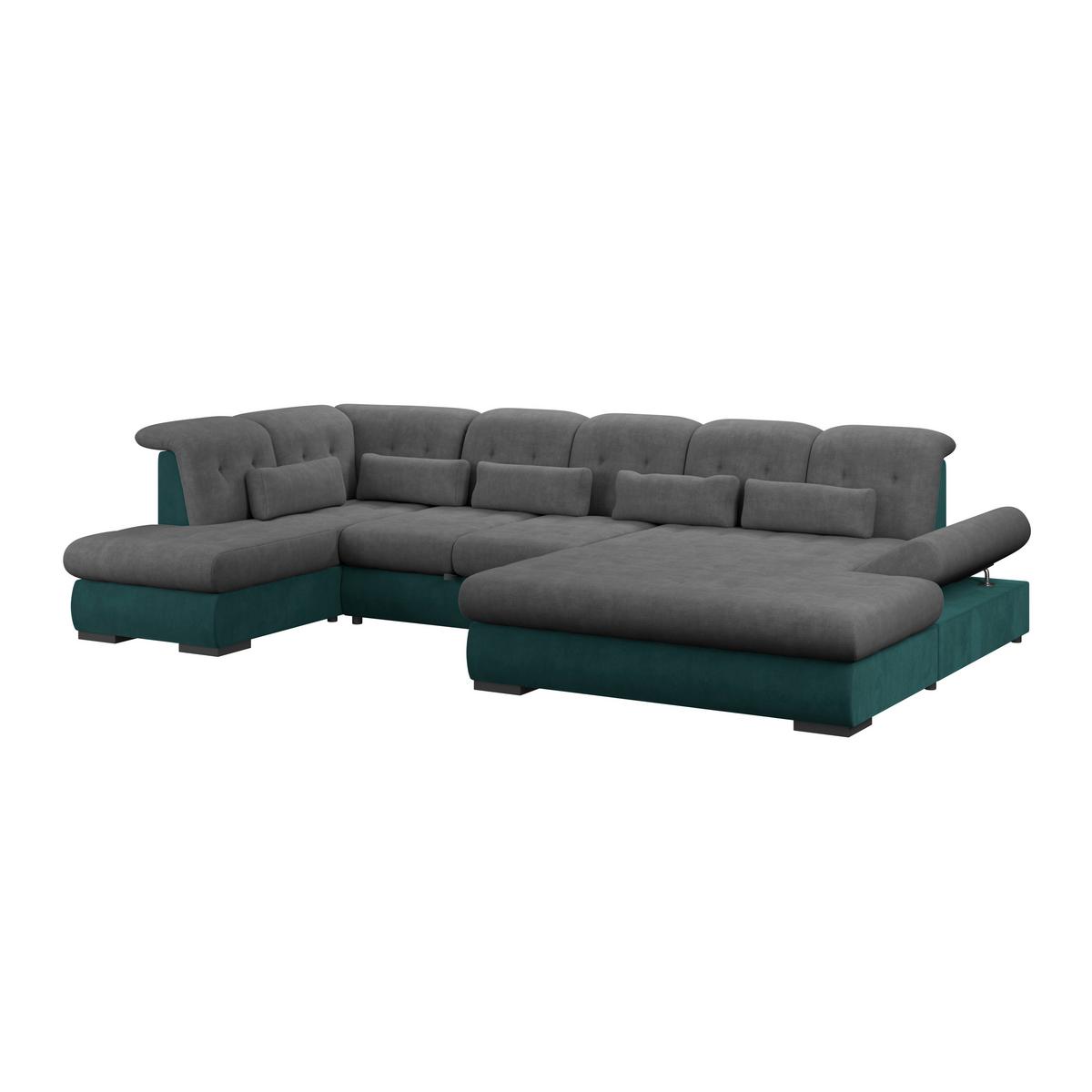 Wohnlandschaft Madera Anthrazit S: 212x358 cm - Türkis/Anthrazit, KONVENTIONELL, Kunststoff/Textil (212/358/190cm)