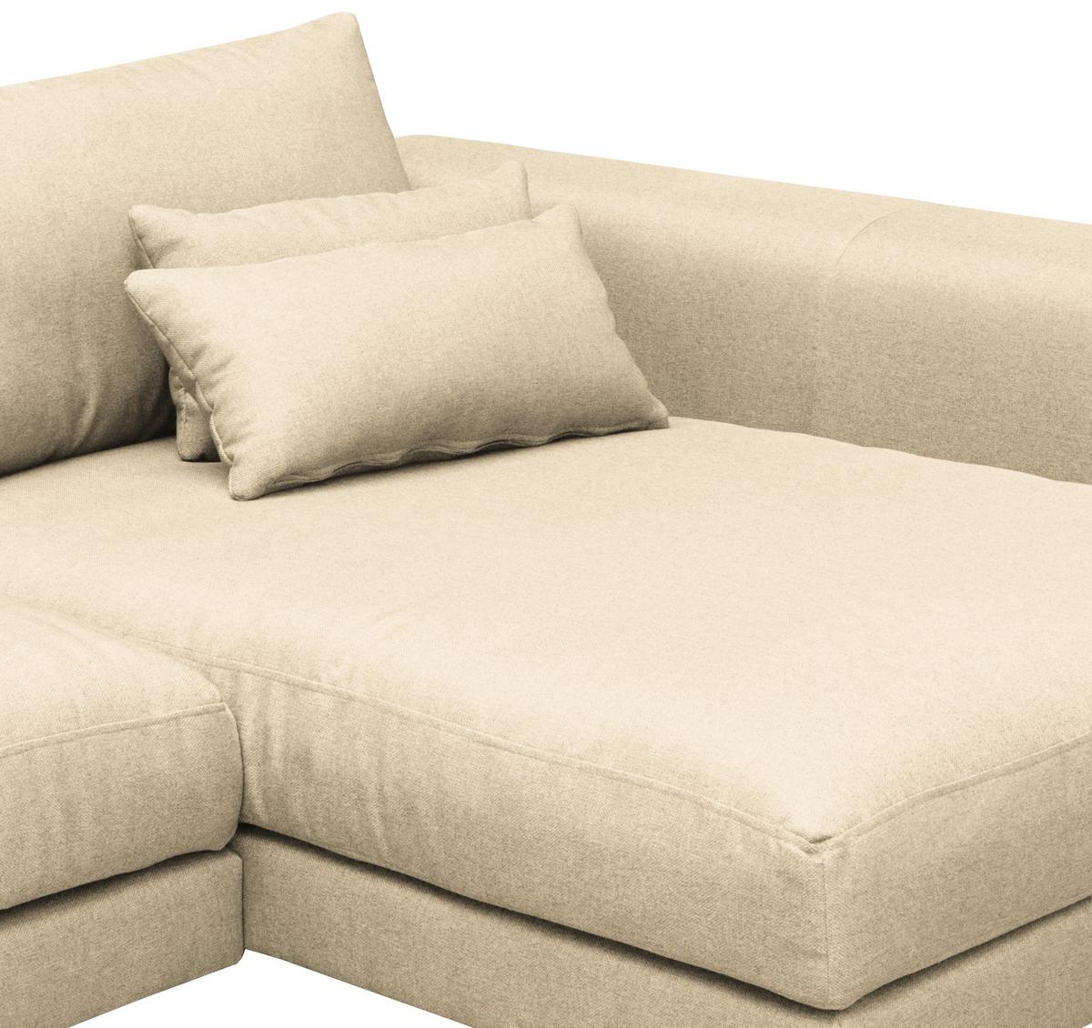Ecksofa Berlin Webstoff Creme 313x172 cm - Creme/Schwarz, Design, Textil (313/172cm) - Livetastic
