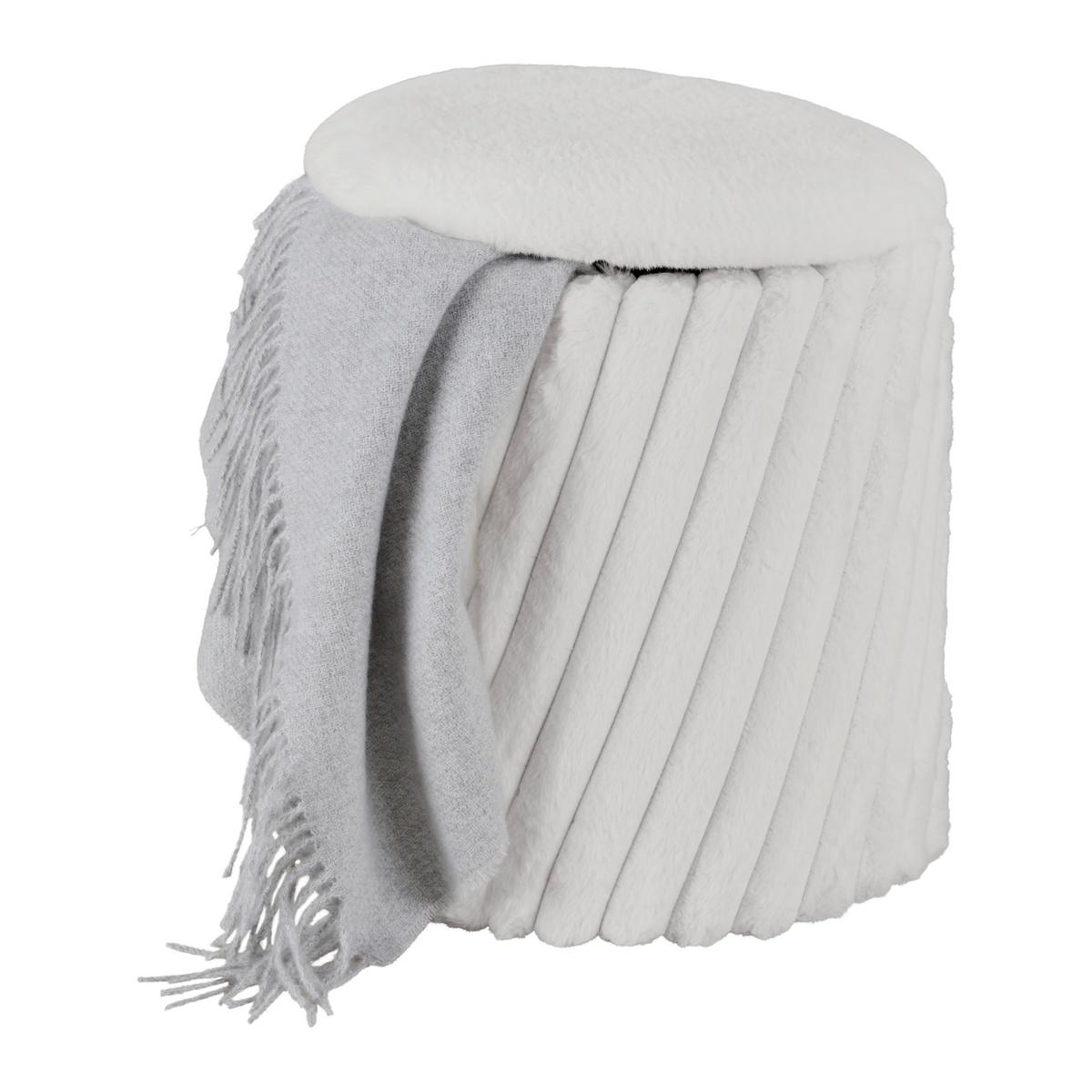 Taburetka CADY, biela um.kožušina, max.120 kg - biela, Romantik / Landhaus, kompozitné drevo/textil (37/40/37cm) - Mömax