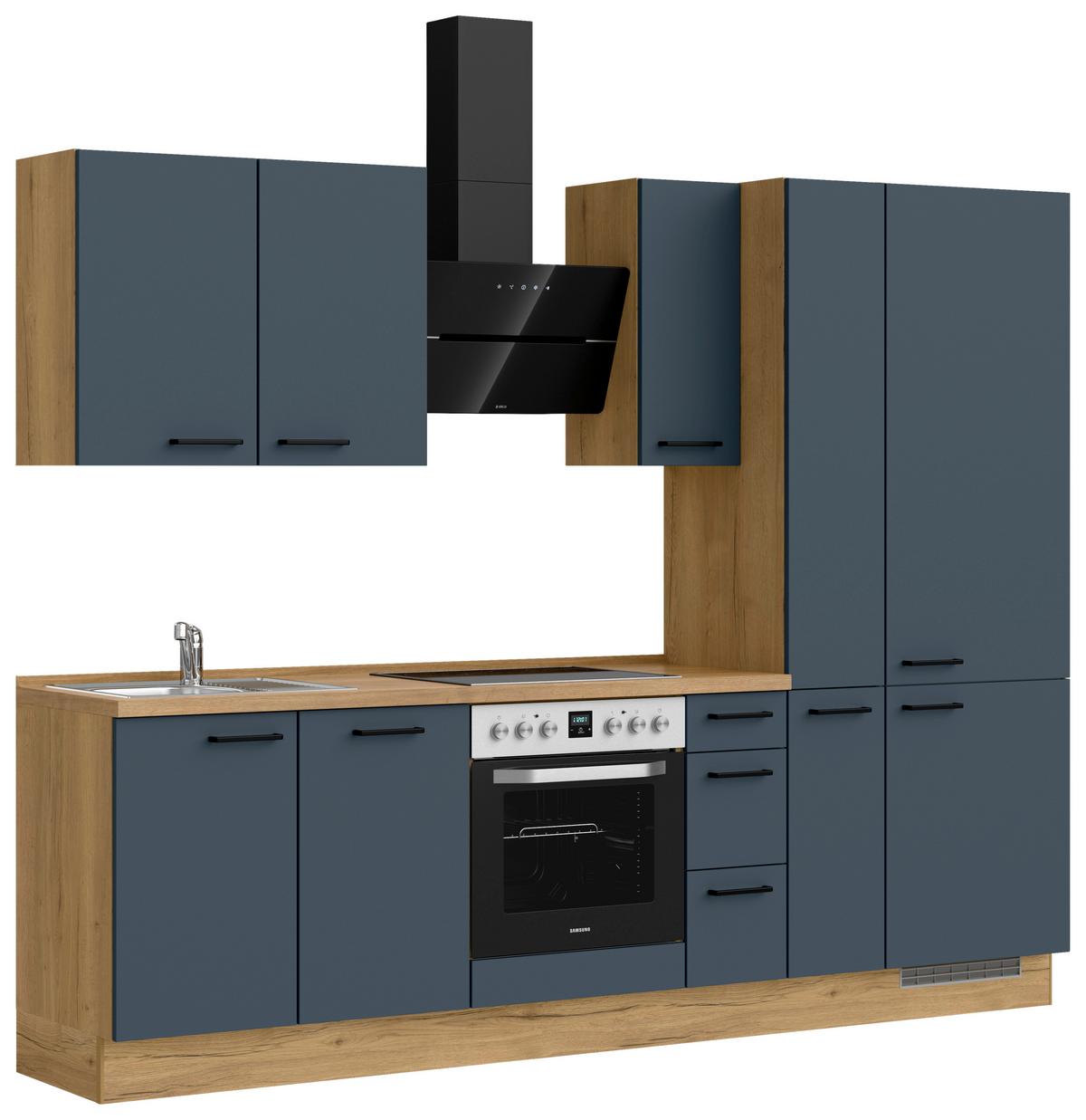 Küchenleerblock Easytouch High-Line, H3 Rechts - Blau/Eichefarben, MODERN, Holzwerkstoff (270cm) - Nobilia