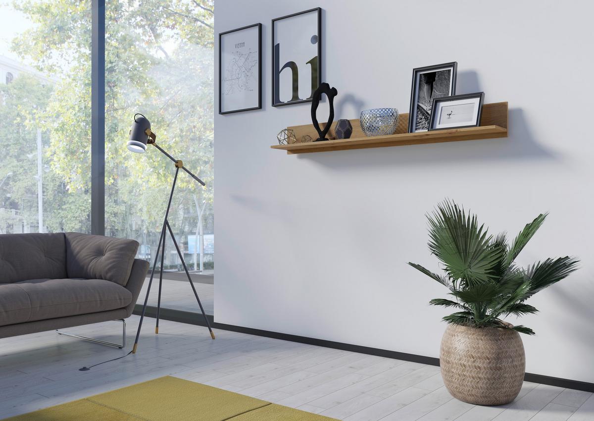 Wandregal Luci Grau Eiche Artisan B: 160 Cm - Eiche Artisan, Trend, Holzwerkstoff (160/20/20cm) - MID.YOU