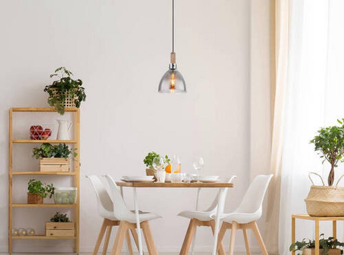 Hängeleuchte 15550h - Schwarz, Design, Glas/Holzwerkstoff (20/120cm) - Globo