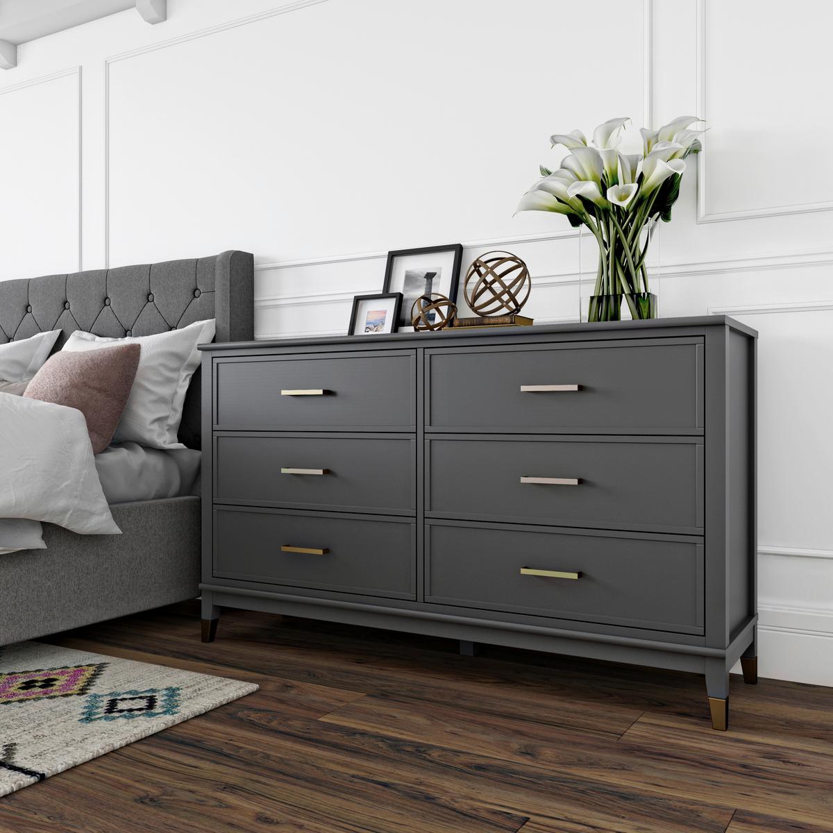 Kommode Westerleigh Grau 145 cm - Messingfarben/Graphitfarben, Design, Holzwerkstoff/Metall (145/85/41cm) - MID.YOU