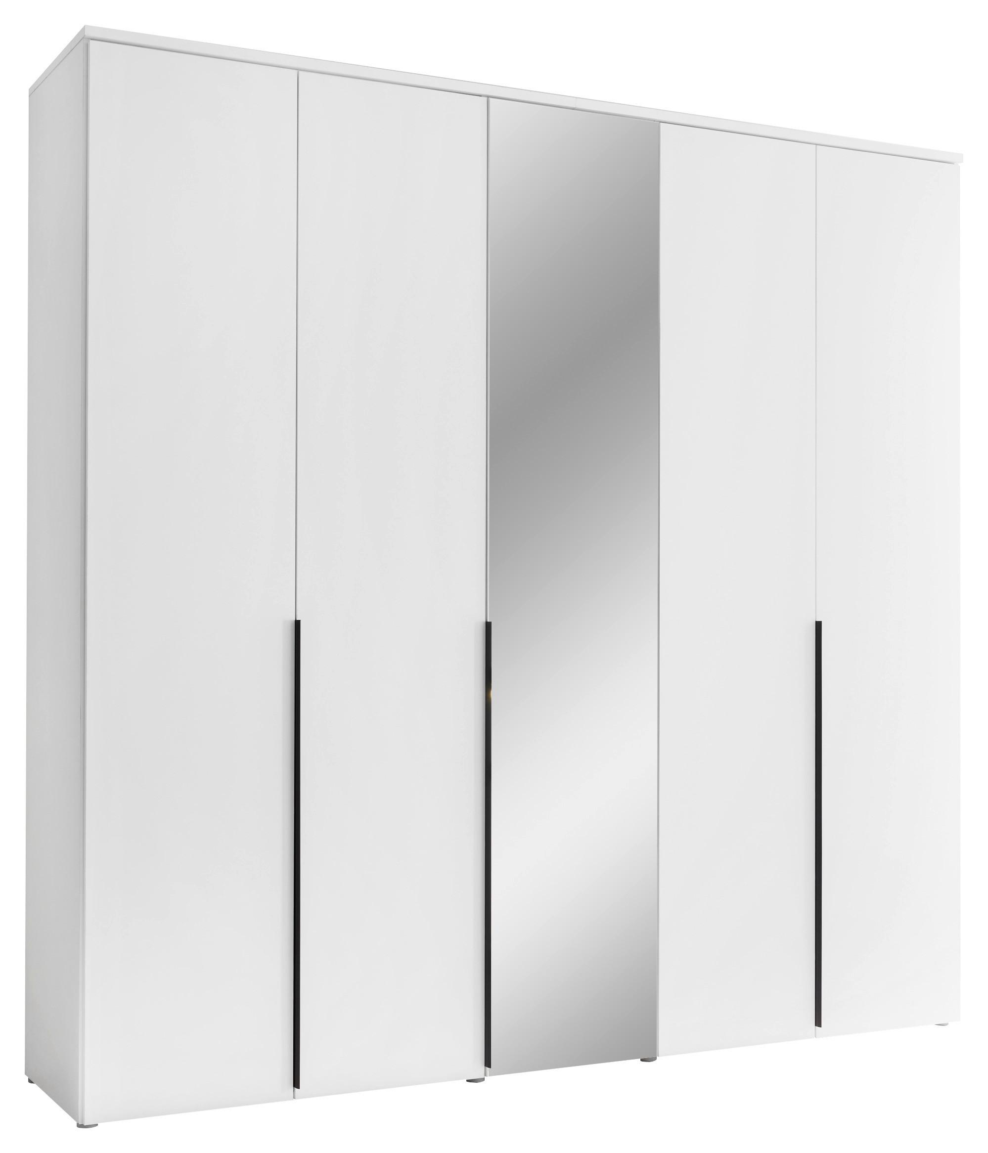 Drehtürenschrank 225 cm Kevo Weiß/Spiegelglas - Weiß, MODERN, Glas/Holzwerkstoff (225/225/52cm) - Carryhome
