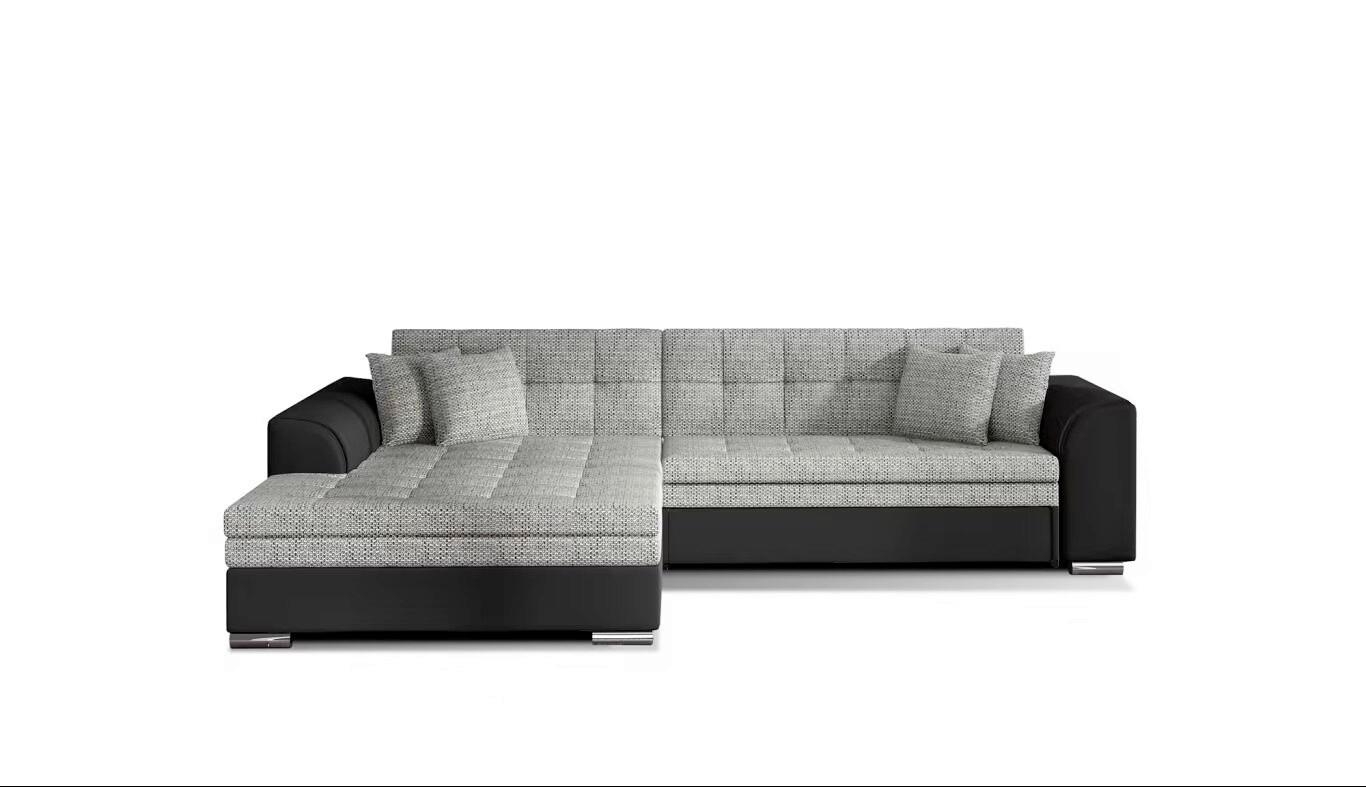 Ecksofa Sorento Grau/Schwarz S: 194x296 cm - Chromfarben/Schwarz, Design, Textil (194/296cm) - MID.YOU