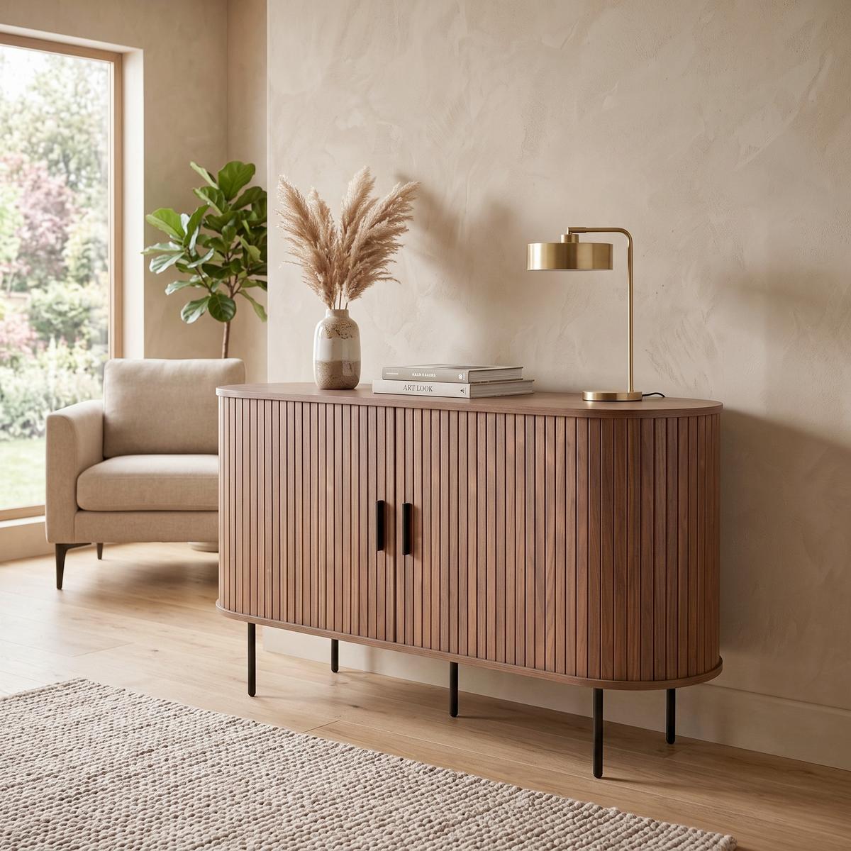 SIDEBOARD walnussfarben/Schwarz, B:140cm - Walnussfarben/Schwarz, Design, Holzwerkstoff (140/76/40cm) - Livetastic