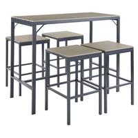 Gartengarnitur 5-tlg. Oslo Stahlgestell - Dunkelgrau/Braun, MODERN, Kunststoff/Metall (130/110.5/60cm) - Luca Bessoni