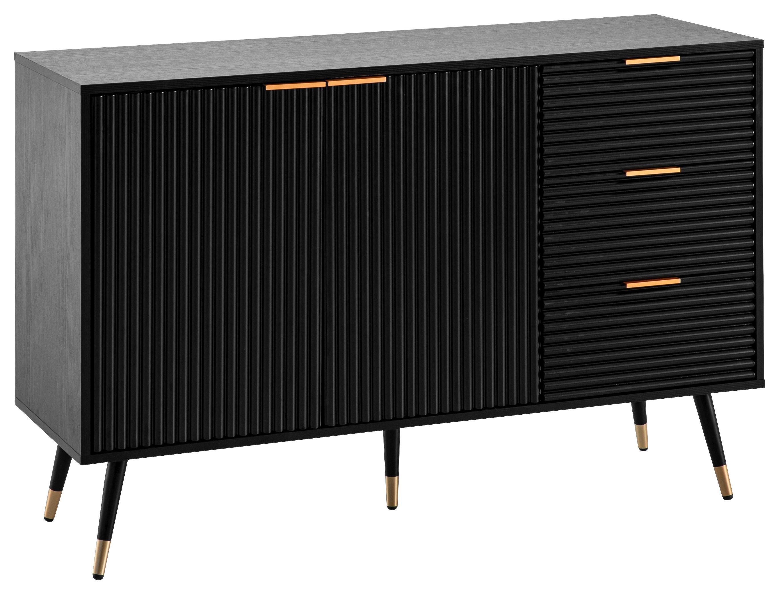 ŠIROKÁ KOMODA BLACK - čierna/medená, Design, kov/kompozitné drevo (120/80/40cm) - MID.YOU