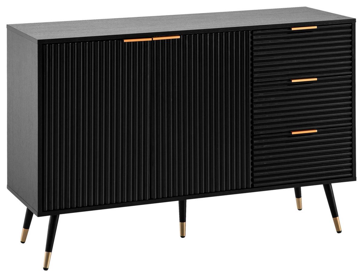ŠIROKÁ KOMODA BLACK - čierna/medená, Design, kov/kompozitné drevo (120/80/40cm) - MID.YOU