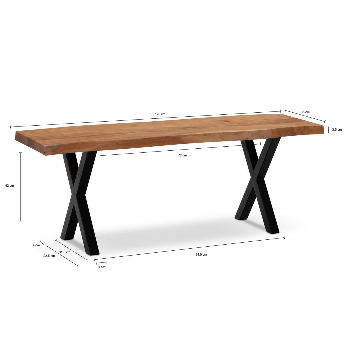 Garderobenbank Garderobenbank - Hellbraun/Schwarz, Design, Holz (120/40/45,5cm) - MID.YOU