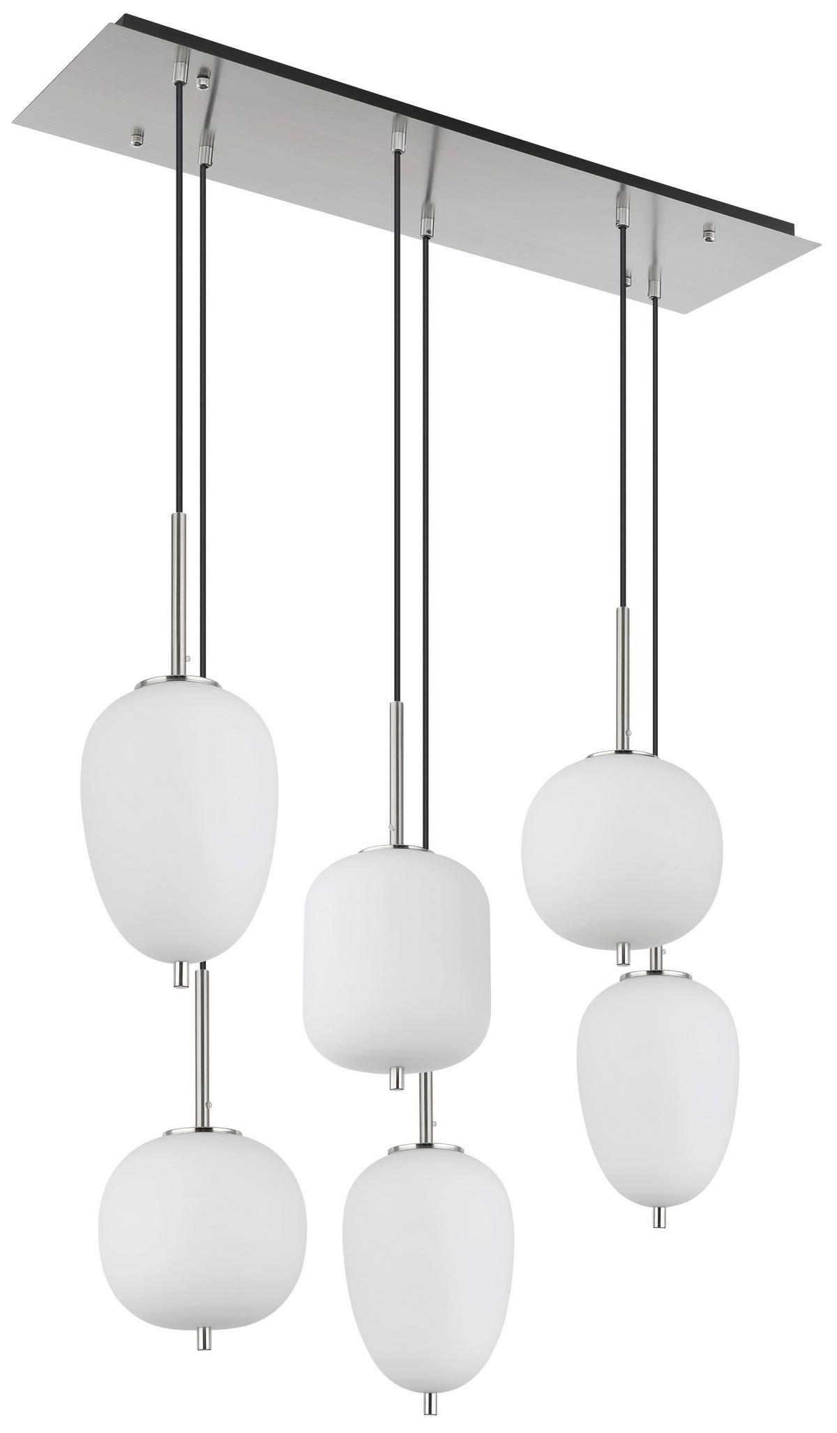 Függőlámpa 15345-6no Blacky I - opál/nikkel, Basics, Üveg/fém (80/34/120cm) - Globo