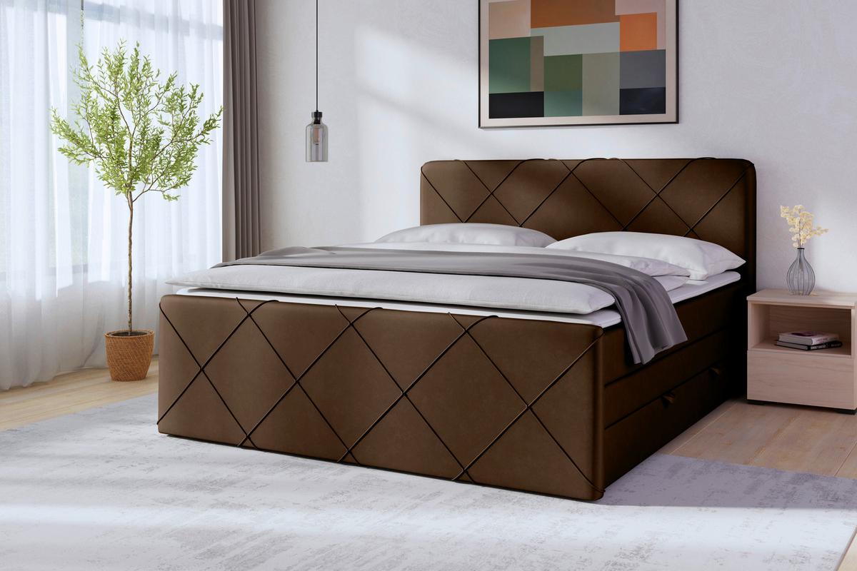 Boxspringbett mit Bettkasten Cordoba 180x200 cm Braun - Schwarz/Braun, MODERN, Holz/Textil (180/200cm) - MID.YOU