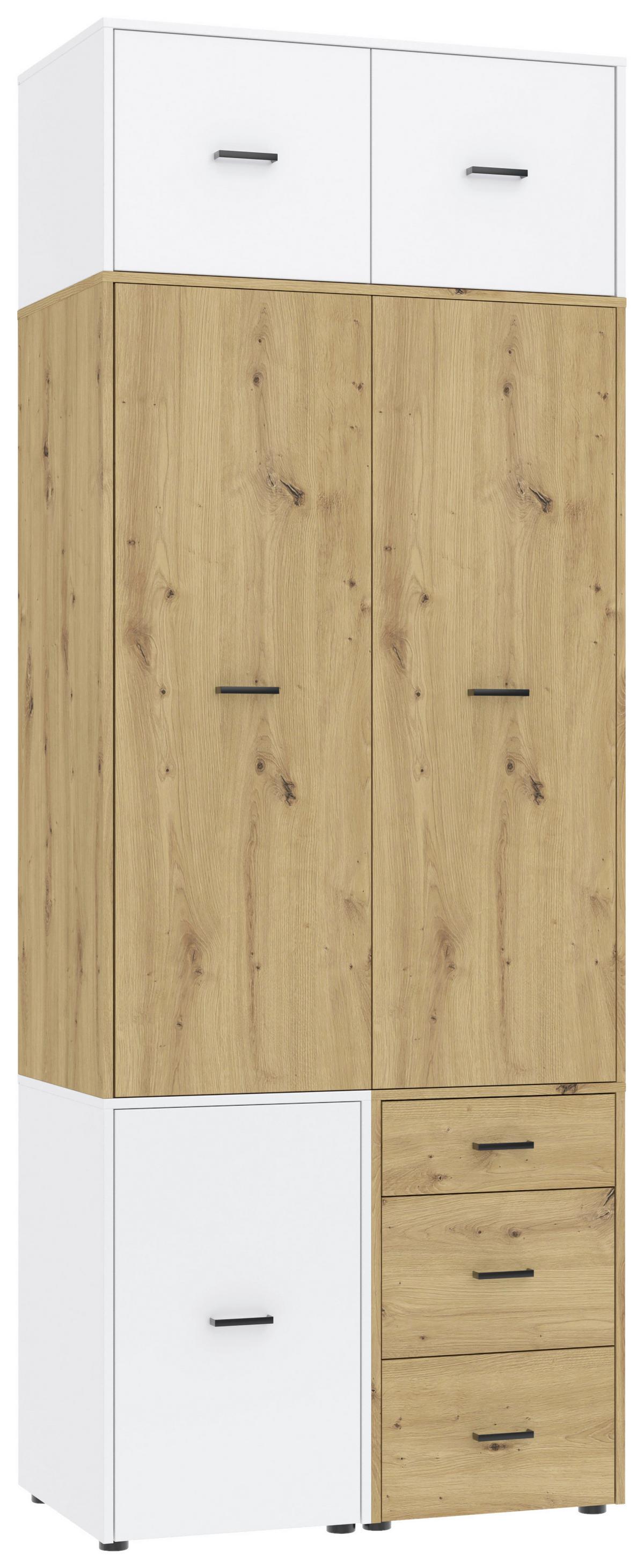 Kleiderschrank Kivo Eiche Artisan/weiß, B: 90 Cm - Weiß/Eiche Artisan, Basics, Holzwerkstoff (90/239,40/52,1cm)