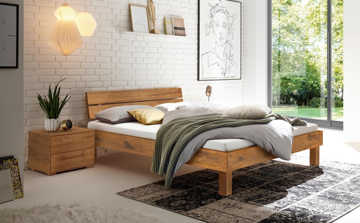 Bett Prato Kopfteil Mit 2 Paneele 200x200 Cm - Wildeiche/Eichefarben, Natur, Holz (200/200cm) - Hasena