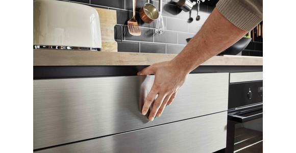 Eckküche Edelstahlfarben Gebürstet, Planbar Nach Maß - Edelstahlfarben, MODERN, Holzwerkstoff - Vertico