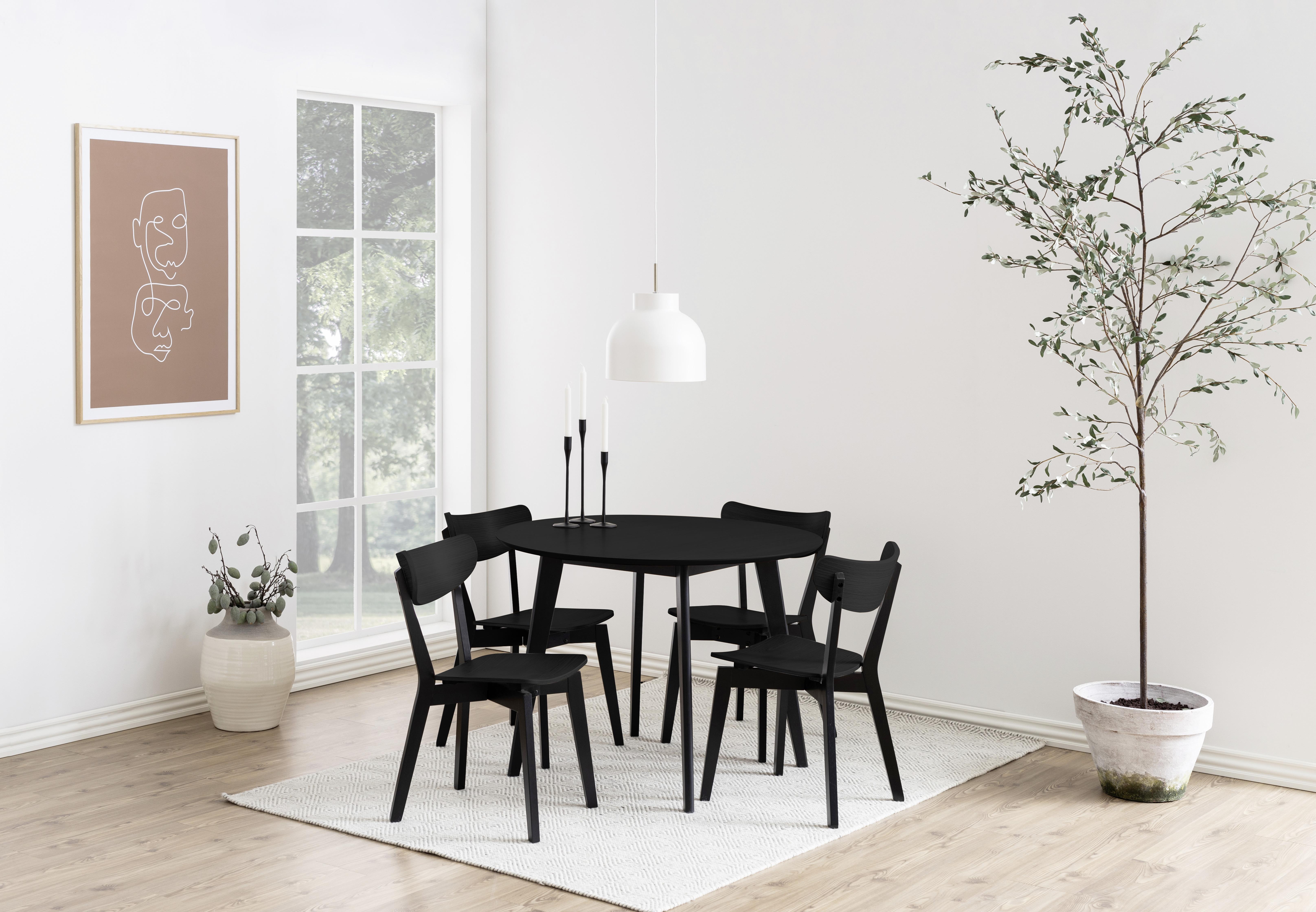 Esstisch Echtholz Roxby Ø 105 Cm Schwarz - Schwarz, MODERN, Holz (105/105/76cm) - MID.YOU