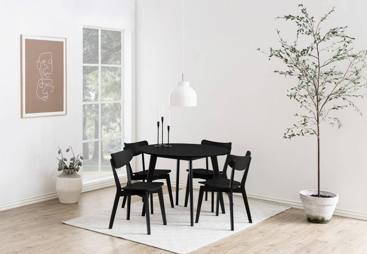 Esstisch Echtholz Roxby Ø 105 cm Schwarz - Schwarz, MODERN, Holz (105/105/76cm) - MID.YOU