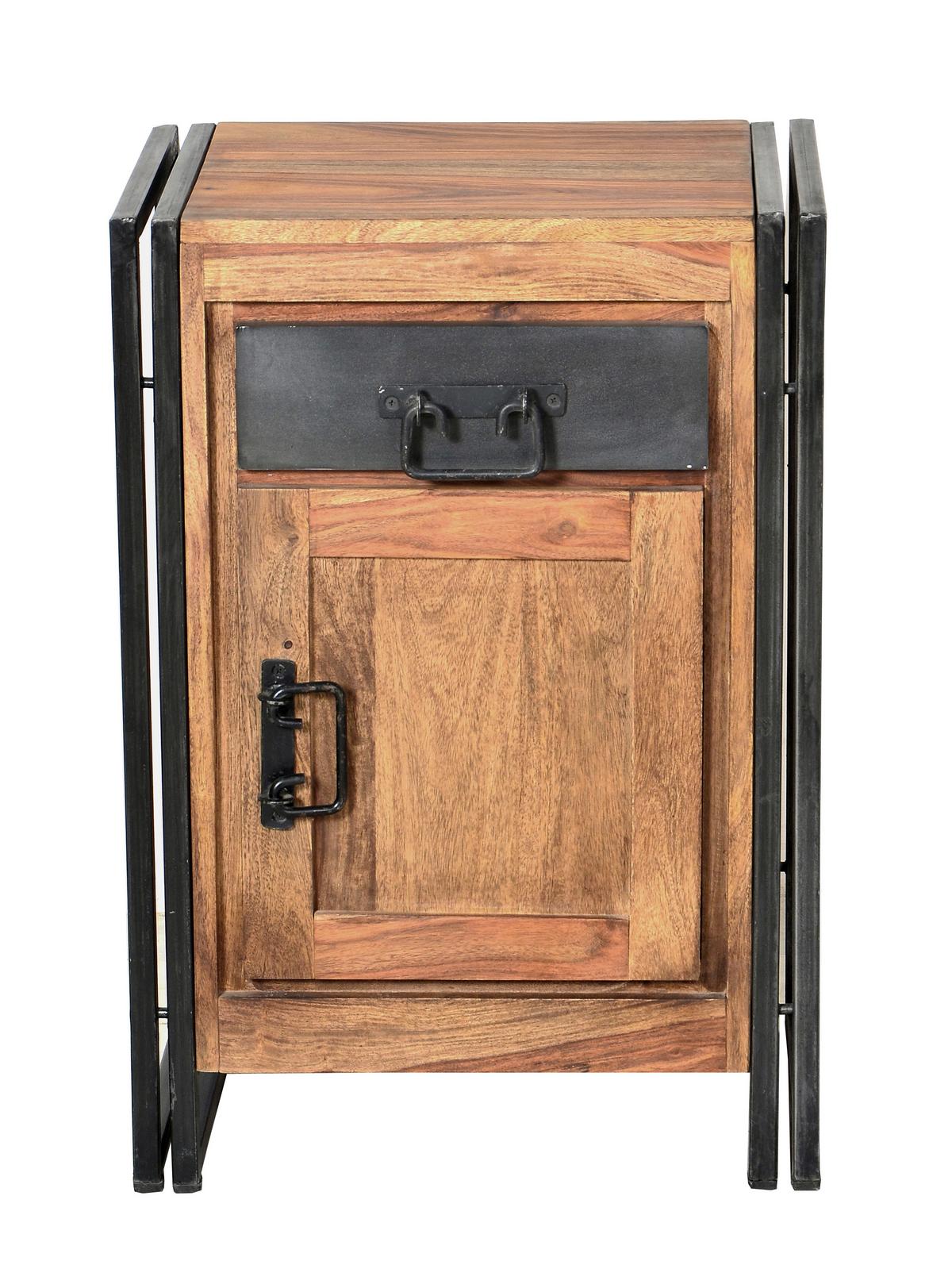KOMMODE Naturfarben/Schwarz B: 50cm - Schwarz/Naturfarben, Design, Holz/Metall (50/73/34cm) - MID.YOU
