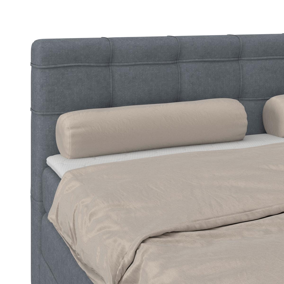 Boxspringbett MITTO Blaugrau 160x200 cm - Blaugrau/Schwarz, KONVENTIONELL, Textil/Metall (160/200cm)