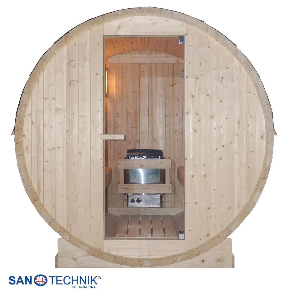 SAUNAFASS Tromsö Fichtefarben B: 180 cm - Fichtefarben, KONVENTIONELL, Glas/Holz (189/180/191,5cm) - Sanotechnik