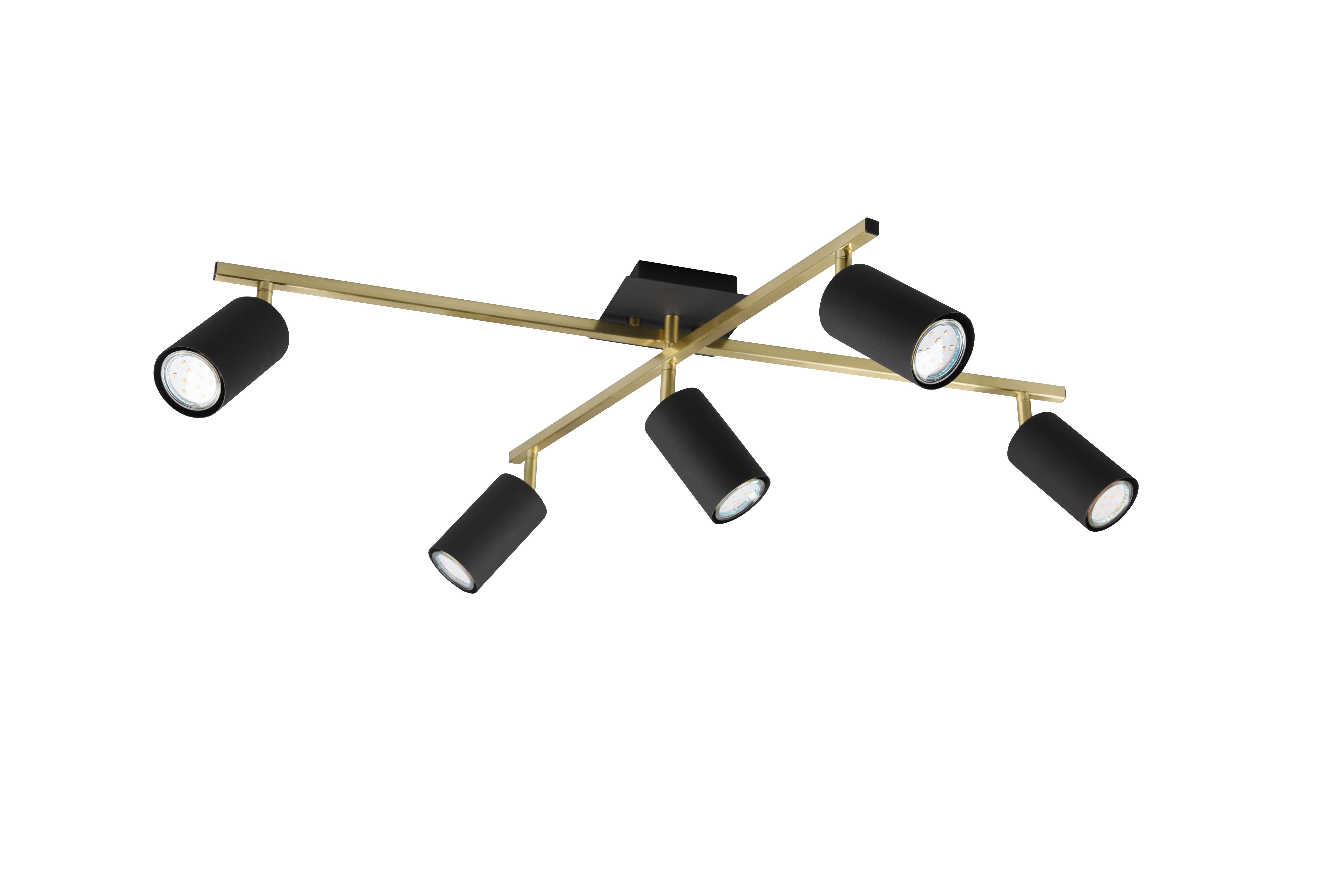 Strahler Marley 5-Flammig verstellbar L: 77,4 cm - Goldfarben/Schwarz, Basics, Metall (77,4/57,4/22,4cm) - Trio Leuchten