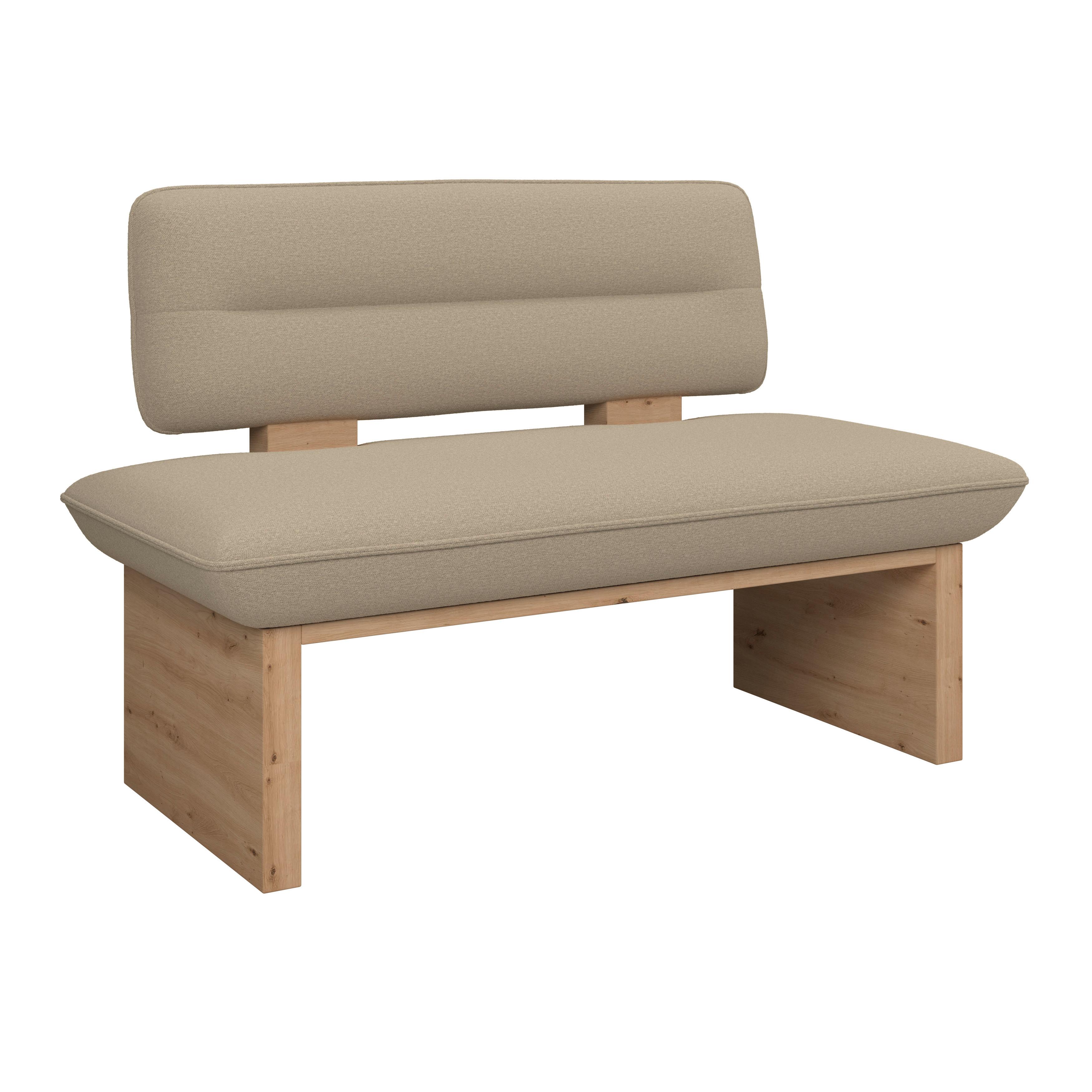Sitzbank Beluna II Webstoff beige, B: 140cm - Eichefarben/Beige, KONVENTIONELL, Holzwerkstoff/Textil (140/87/67cm) - James Wood