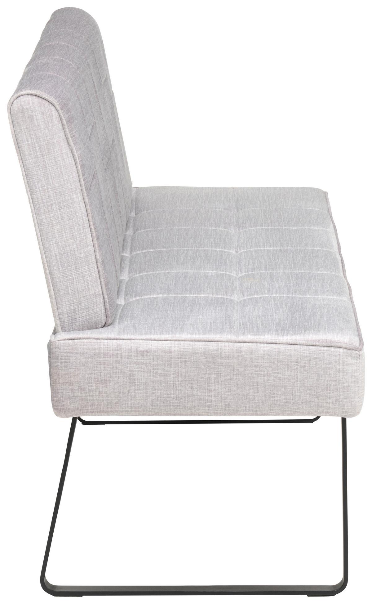 Sitzbank Tilos mit Lehne Samt Hellgrau, B: 140 cm - Hellbraun/Hellgrau, KONVENTIONELL, Textil/Metall (140/88/62cm) - MID.YOU