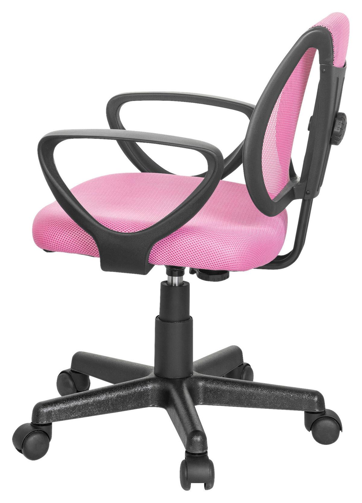 Jugenddrehstuhl Kiddy Cd mit Armstützen Pink Bis 60 Kg - Pink/Schwarz, Basics, Kunststoff (58/75-92/45cm) - MID.YOU