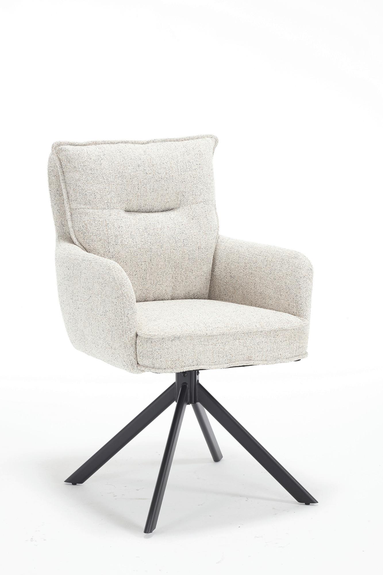 Armlehnstuhl Beige B: 60cm - Beige/Schwarz, MODERN, Textil/Metall (60/93/67cm) - Livetastic