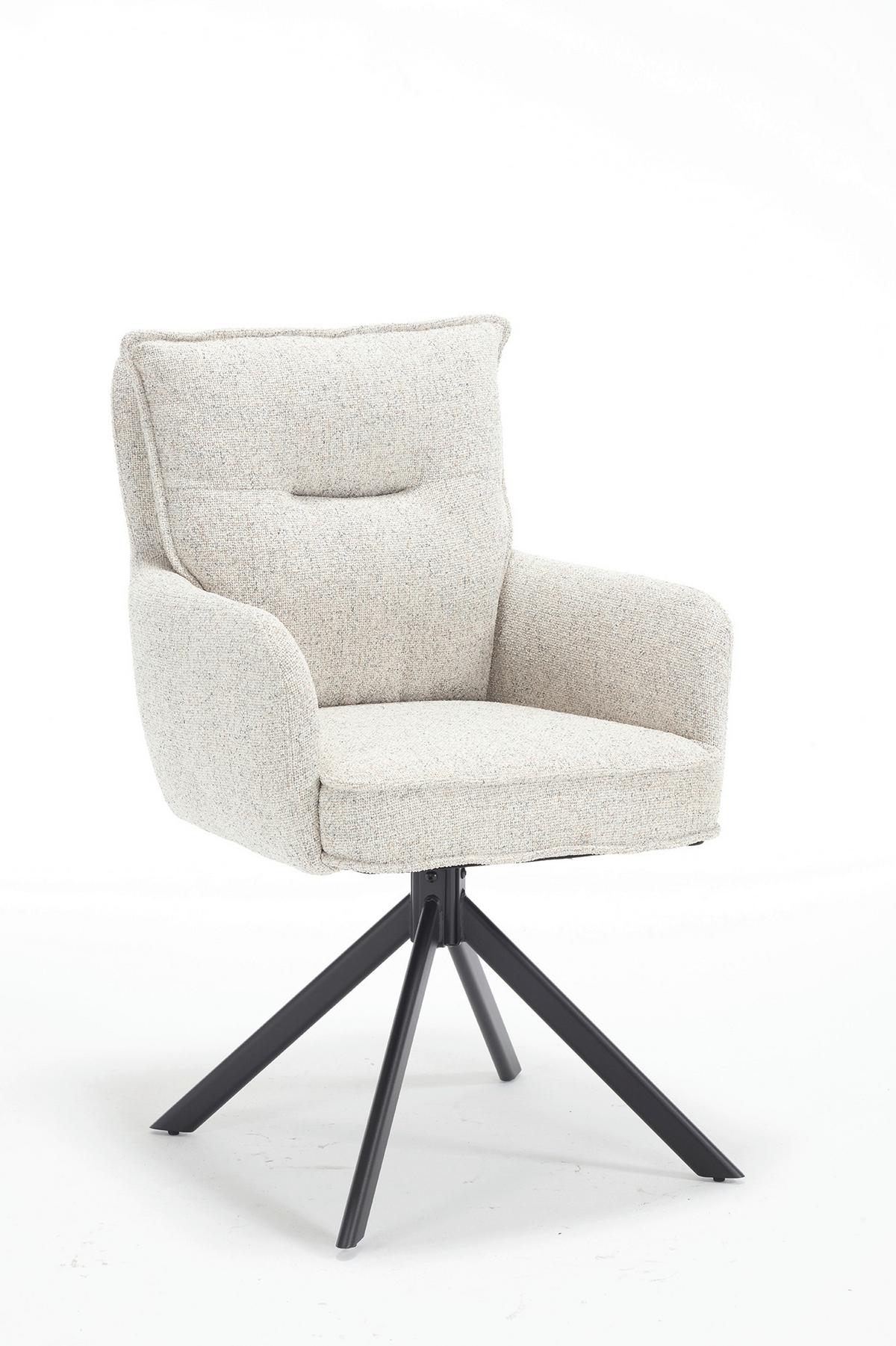 Armlehnstuhl Beige B: 60cm - Beige/Schwarz, MODERN, Textil/Metall (60/93/67cm) - Livetastic