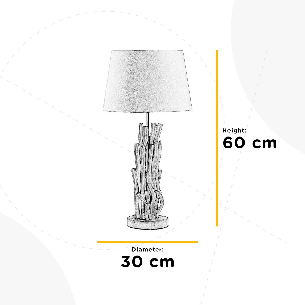 Tischleuchte 4899/lg - Weiß/Akaziefarben, Natur, Holz/Textil (30/30/60cm)