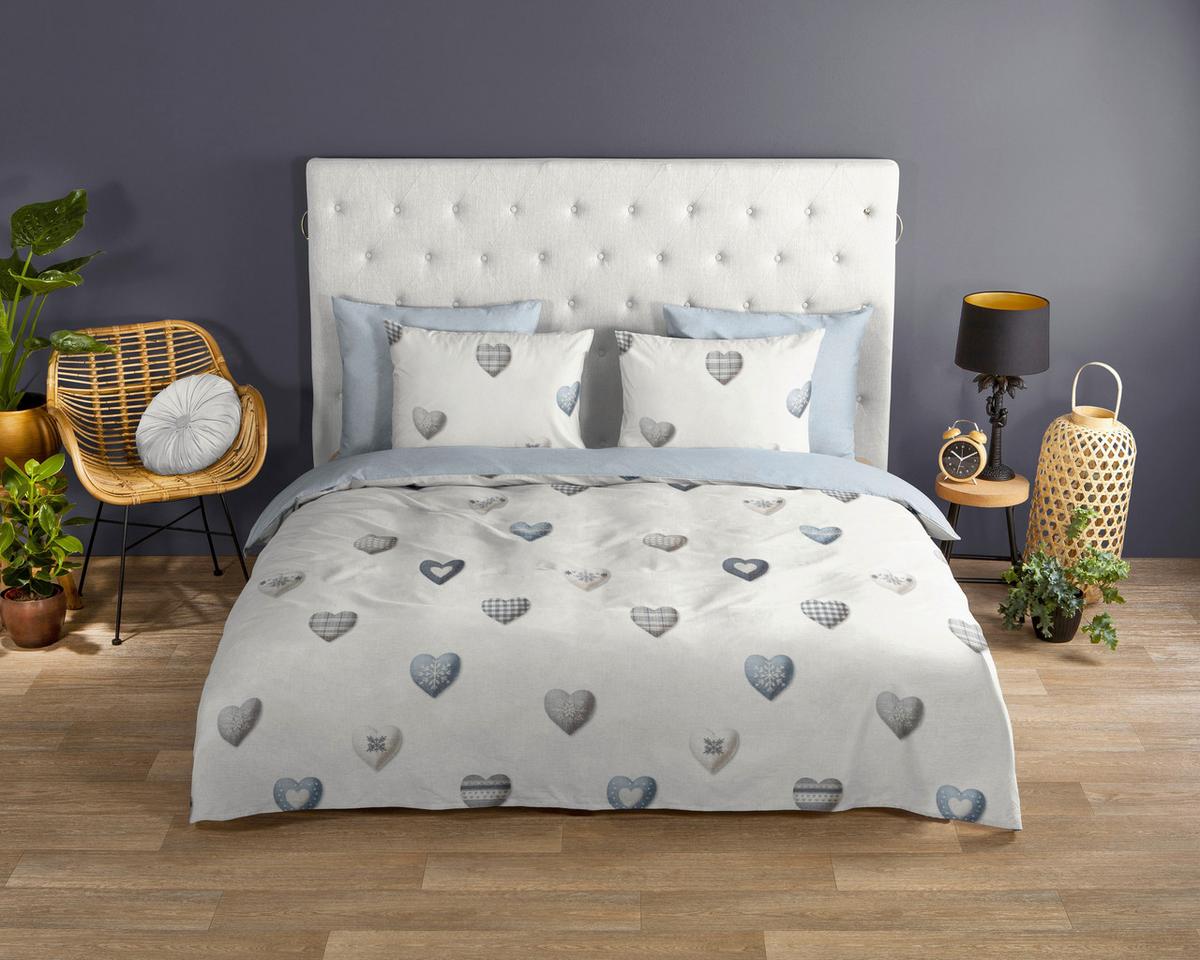 WENDEBETTWÄSCHE JUHVO - Blau/Perlmutt, Basics, Textil (140/200cm)