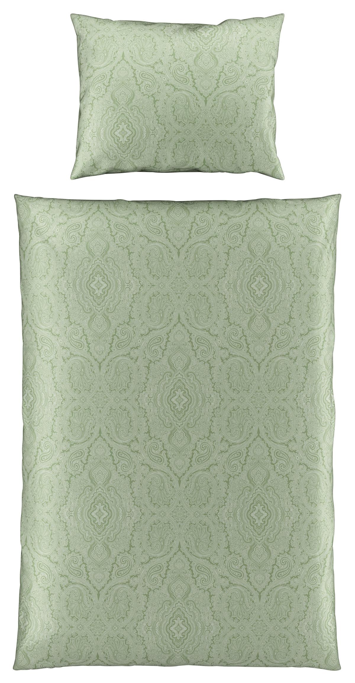 Renforcé-Bettwäsche 140x200 cm Leona Grün Ornamente - Grün, ROMANTIK / LANDHAUS, Textil (140/200cm) - James Wood