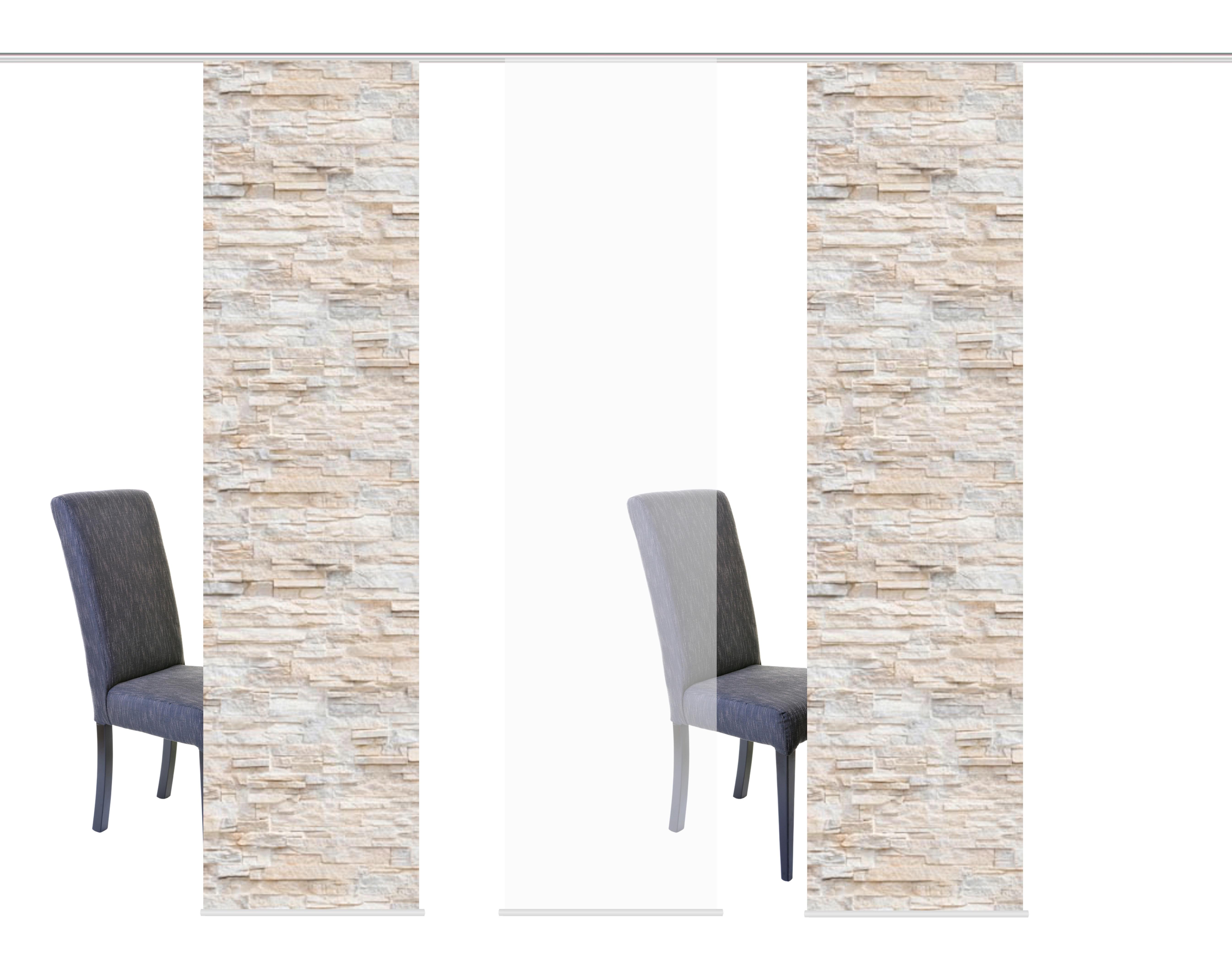 Flächenvorhang 3er Set Wallis - Naturfarben, Design, Textil (60/245cm) - Schmidt W. Gmbh