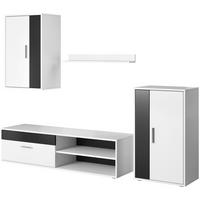 Wohnwand Modern 4 -Teilig. Berno, Weiß/Schwarz - Alufarben/Schwarz, Basics, Holzwerkstoff (190/150/40cm) - P & B