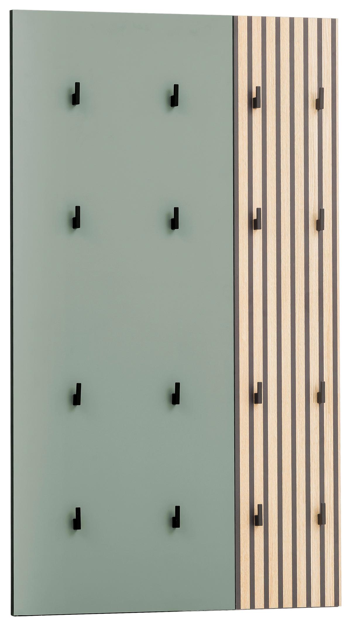 Garderobenpaneel Alexa 245+490 - Eichefarben/Grün, Design, Holzwerkstoff (73,5/109/2,6cm) - MID.YOU