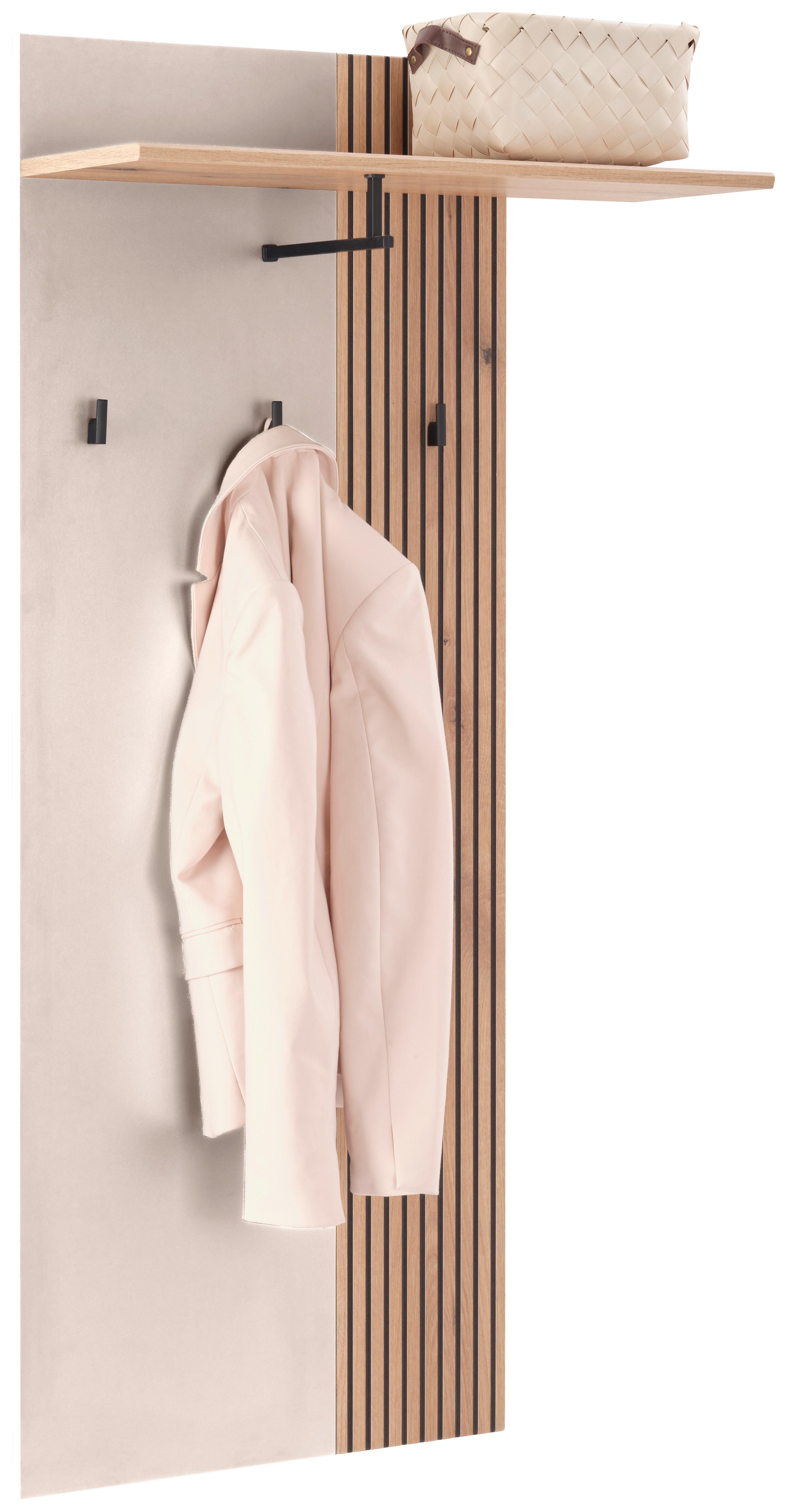 Garderobenpaneel Clever Eiche Dekor/Kaschmir B: 70cm - Kaschmir/Eichefarben, MODERN, Holzwerkstoff (70,1/139/26cm)