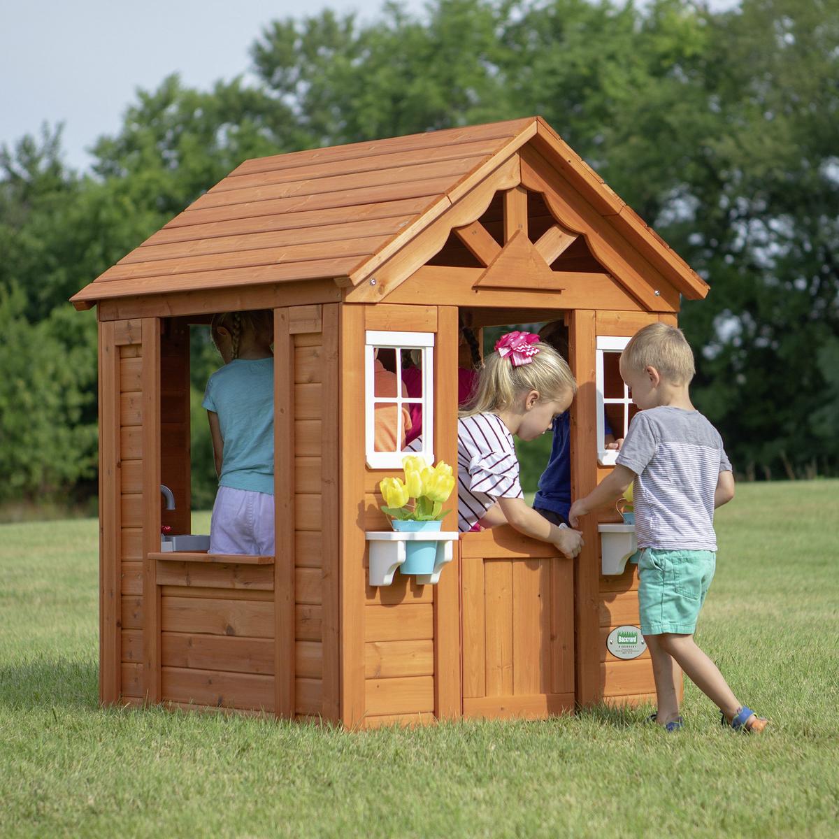 Domek pro děti TIMBERLAKE - světle hnědá, Moderní, dřevo (107/140/117cm)