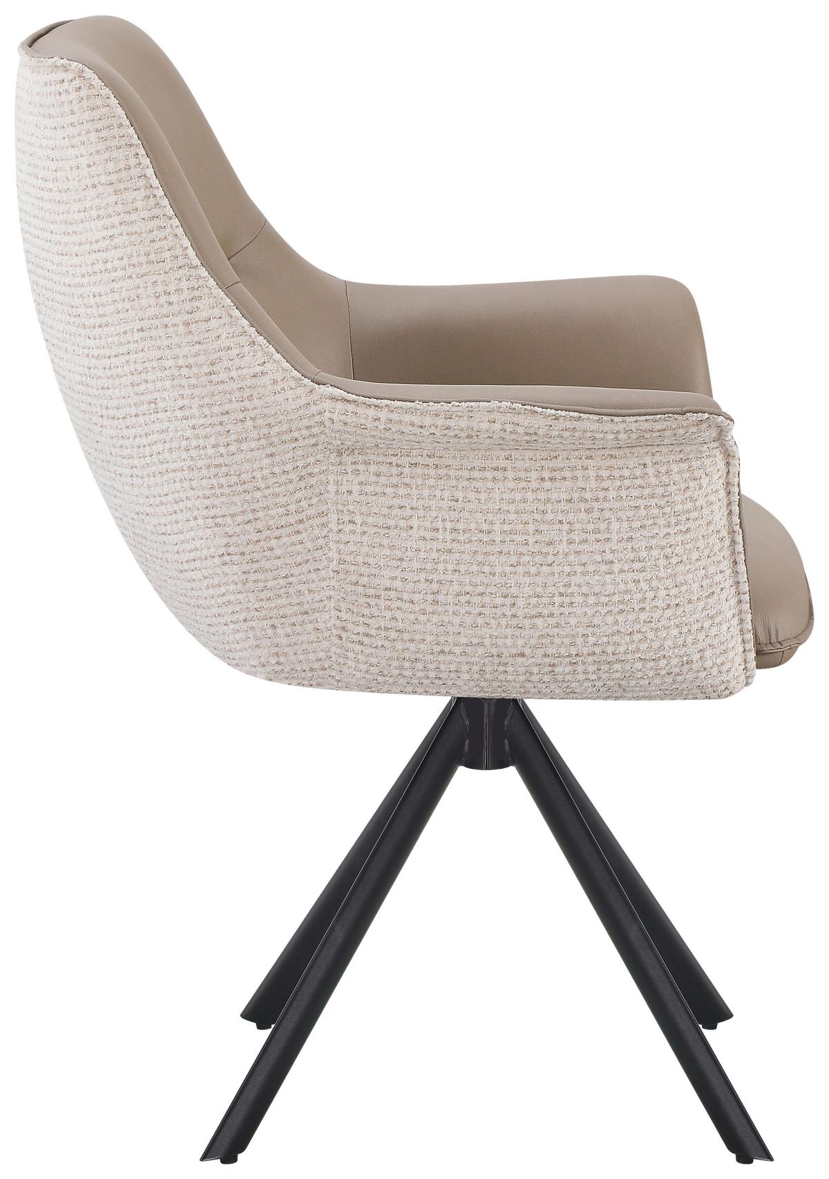 Armlehnstuhl Taro Beige B: 68 cm - Taupe/Beige, MODERN, Textil/Metall (68/86/68cm) - Livetastic