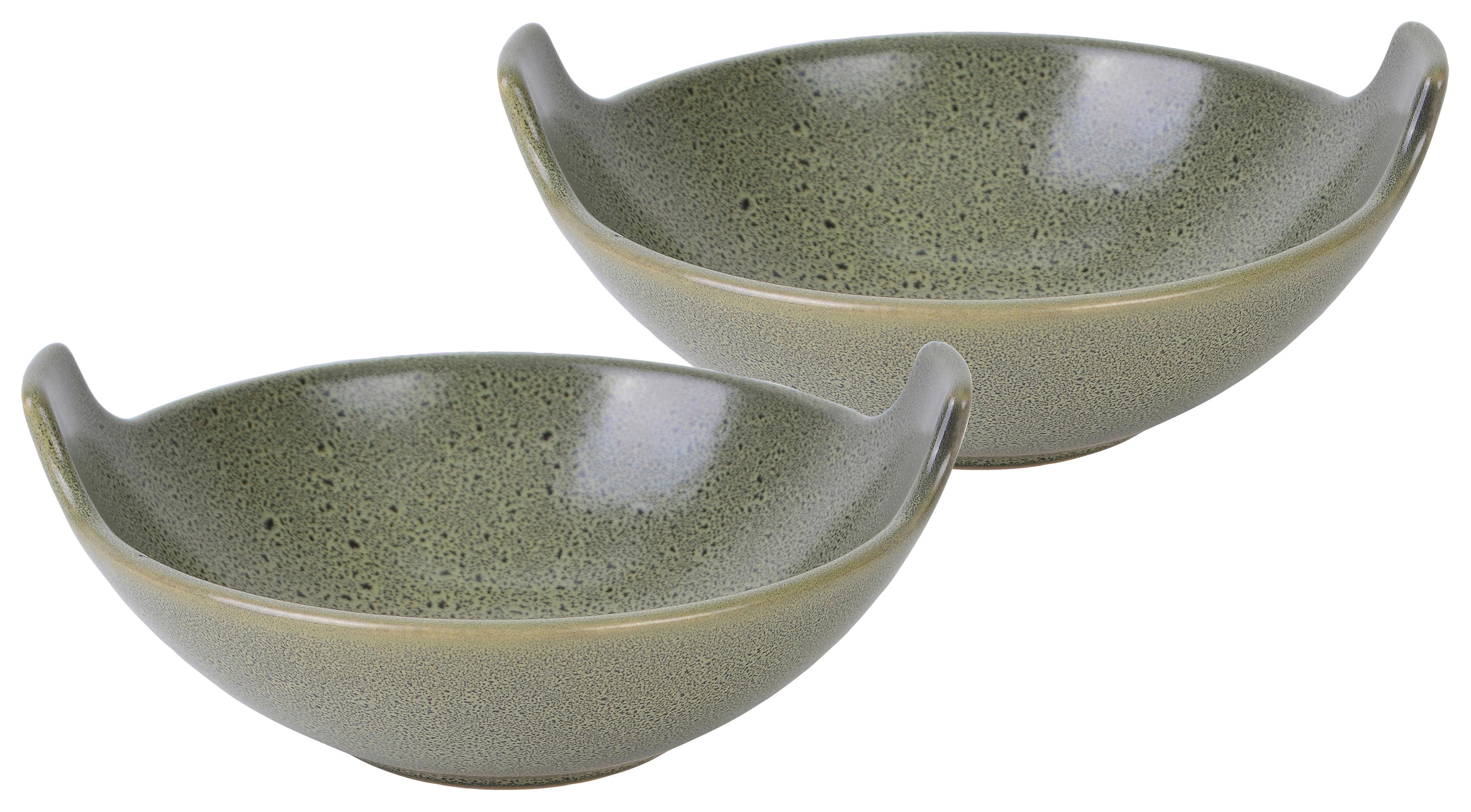Schüsselset Steinzeug Grün 2-tlg. BxH 17x15,5 cm - Grün, Basics, Keramik (17/15,5cm) - Creatable