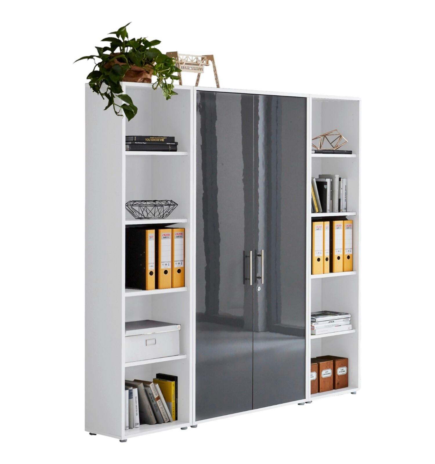 Office Edition B: 173 cm Weiß/Anthrazit - Anthrazit Hochglanz/Weiß, MODERN, Holzwerkstoff (173/186/33cm) - MID.YOU